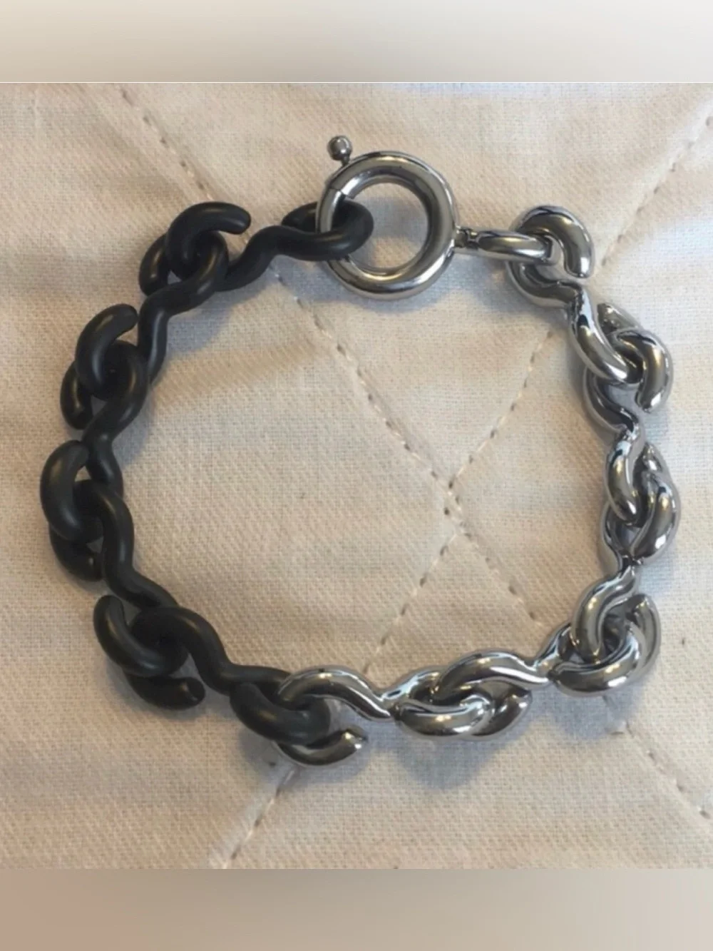 Stainless Steel Mens Two Tone Chain Link Bracelet NWT